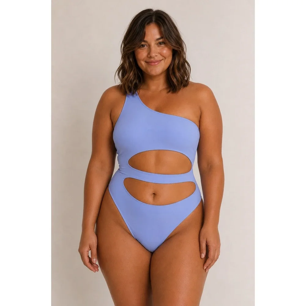 SKIMS Swim One Shoulder Monokini Periwinkle Womens‎ XL